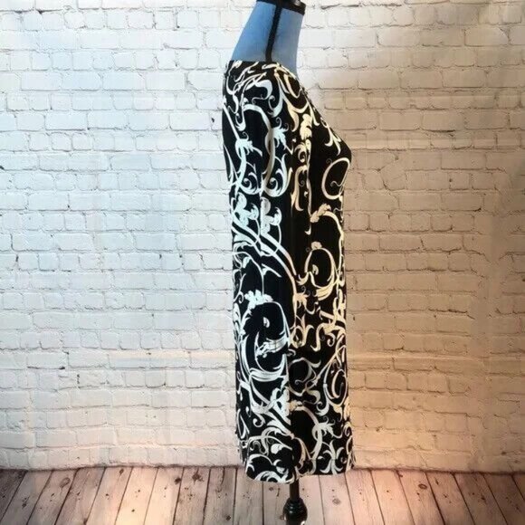 WHBM White House Black Market Print Dress Long Lantern Sleeves XS - Picture 2 of 5